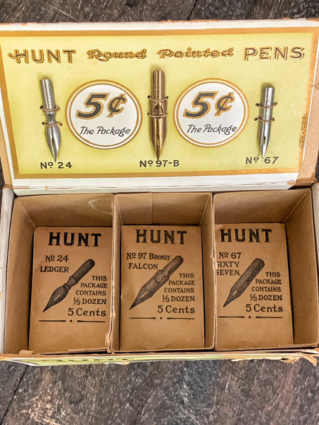 Antique Hunt Nibs Display Box with original nibs