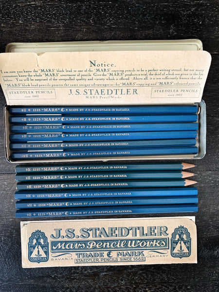 Mars Pencil Tin with original J.S.Staedtler pencils circa 1940